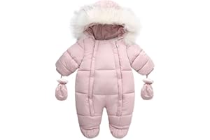 CYTAFE Baby Girl Boy Snowsuit Cute Down Jacket Hooded Romper Light Puffer Padded Jumpsuit Infant Winter Outwear