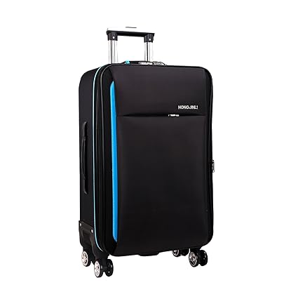 DI GRAZIA Canvas Rolling with 4 Wheels Business Laptop Trolley Bag (Black, 26-inches)