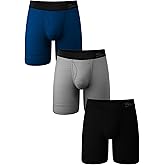 Shinesty Long Leg Boxer Briefs for Men Pack of 3 - Hammock Support Pouch Underwear For Men with Fly