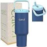 Cafezi 40 oz Flip Straw Tumbler, Stainless Steel Vacuum Insulated Tumblers with Flip Straw and Top Handle, Reusable Insulated Water Bottle for Home, Office, Leakproof, Fit in Cup Holder