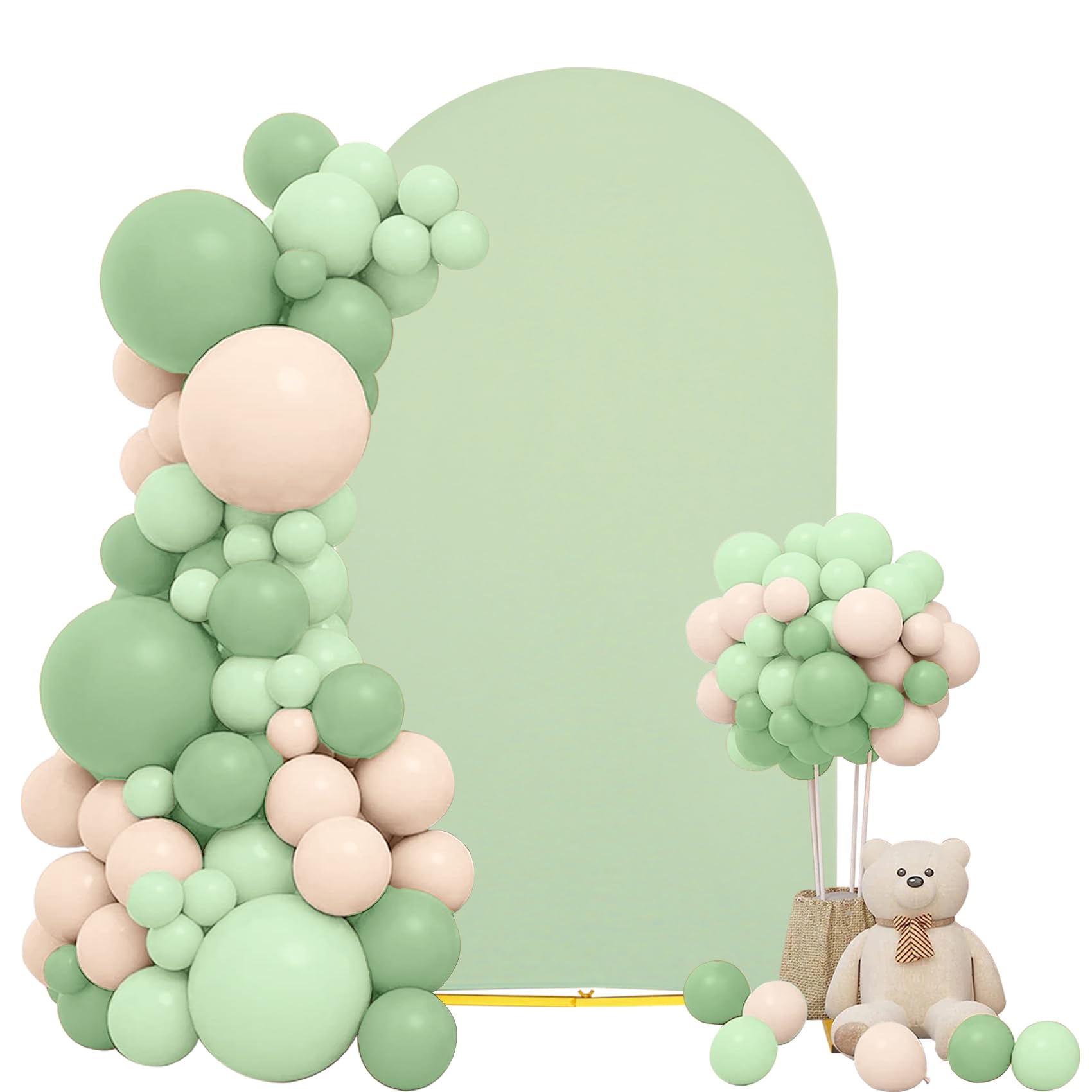Photo 1 of Wedding Arch Cover 6.6FT Sage Green Stretchy Fitted Arch Cover Round Top Stand Covers Double-Side Chiara Cover Backdrop Cover for Wedding Banquet Birthday Party Ceremony Baby Shower Decoration
