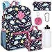 Girl's 6 in 1 Backpack Set With Lunch Bag, Pencil Case, Bottle, Keychain, Clip (Unicorn)