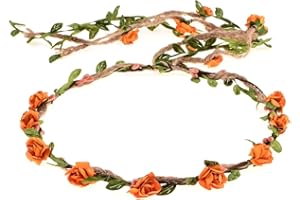 DDazzling Flower Crown Floral Wreath Headband Floral Garland Headbands photo props (Orange)