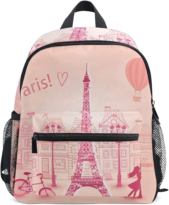 School Bag Paris Eiffel Tower Valentine's Day Preschool Backpacks