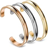 Zuo Bao Stainless Steel Bracelet Grooved Cuff Bangle for Women