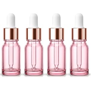 Gtziqa Mini Glass Dropper Bottle, 4 Pcs 10ml Travel Dropper Bottle Essential Oil Bottles Leak Proof Mini Cuticle Oil Bottles