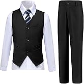 Boys Suits Slim Fit 4 Piece Formal Dresswear Suit for Kids Tuxedo Wedding Set Toddler Boy Dress with Vest Shirt Pants and Tie