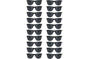 QYVEWY 20 Pairs Bulk Sunglasses for Adult Retro 70s 90s Cheap Glasses (Black)