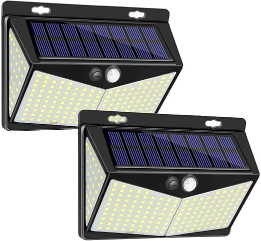luz solar de exterior 2 paquetes luces solares 208 led 3 modos lampara solar exterior ip65 impermeable gran angulo 270º solar luz led iluminacion