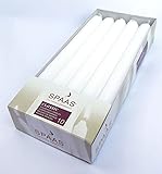 10 Classic White Dinner / Table Candles - 24cm - 8 Hour Burn - Non Drip by Spaas