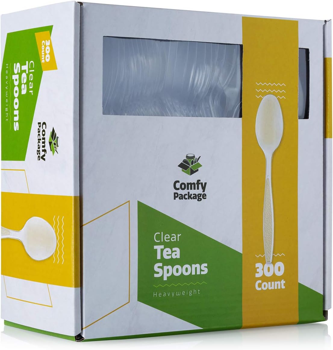 [300 Pack] Heavyweight Disposable Clear Plastic Tea Spoons: Kitchen & Dining