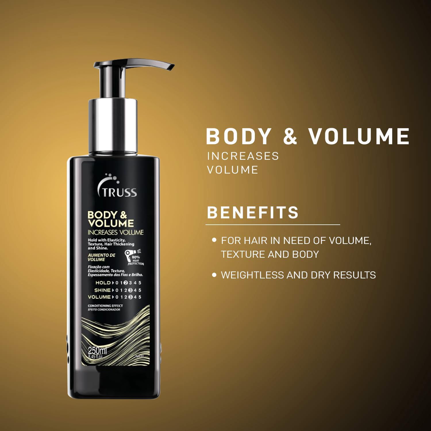 Truss Body & Volume - Weightless, Heat Activated Cream for Volume and Texture to Thin, Oily Hair Types - Light to Medium Hold with Elasticity, Hair Thickening & Shine (8.45oz)