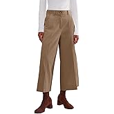YEXPINE Women's High Waisted Wide Leg Corduroy Pants Loose Comfy Ankle Length Trousers Trendy Palazzo Pants with Pockets