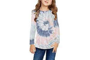 Ecokauer Girls Casual Tunic Tops Knot Front Long Sleeve Loose Soft Blouse T-Shirt Size 4-13