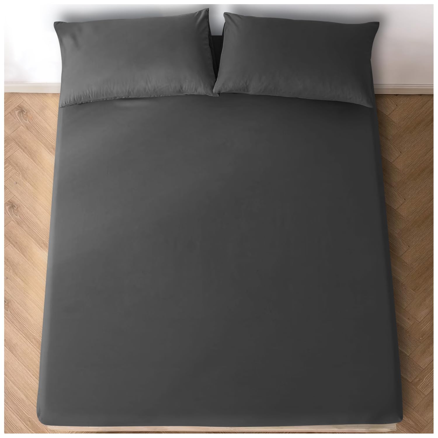 Polycotton Fitted Sheets Super King, Easy To Fit Finest Bedding Sheet With Elasticated Corners, Charcoal