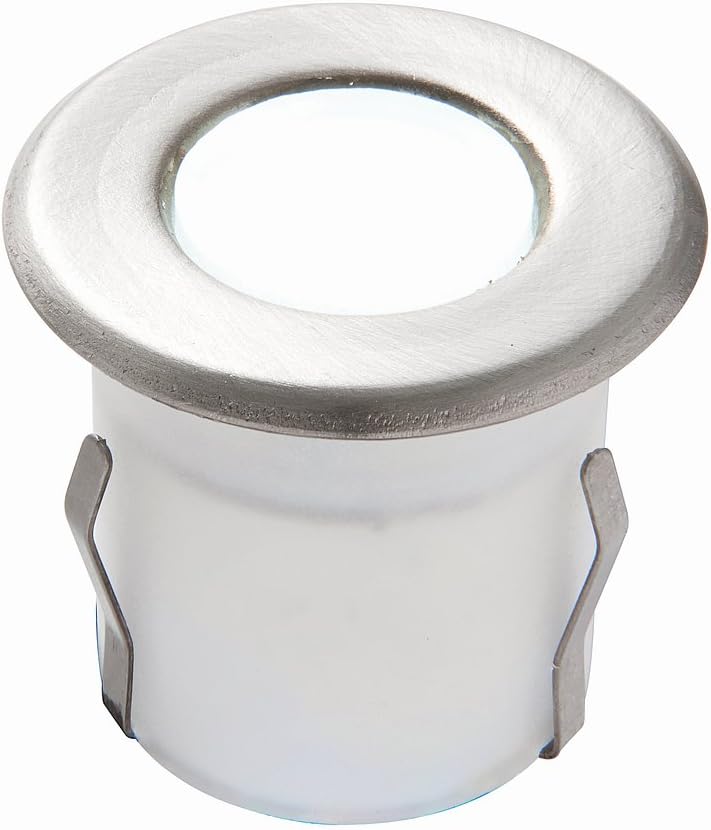 Cove Round LED Outdoor Garden Walkway Decking Ground Marine Grade Stainless Steel Light Daylight White 6500K Uplighter IP67 Rated - Ideal for Coastal Areas