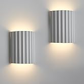 NUSRAN White Gypsum Modern LED Wall Sconces Wall Lighting Set of 2, Indoor Hardwired Walls Mount Light Fixtures Up Down Lamp 