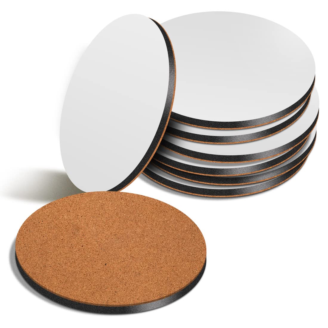 10cm MDF Blank Sublimation Coasters Cork Backed Round XL Jumbo Extra Large Coaster Sublimate Printing (50)