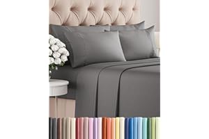 CGK UNLIMITED King 6 Piece Sheet Set - Comfy Breathable & Cooling - Ultra-Soft Hotel Luxury Bedding Set with 8-16 Inch Deep Pockets - 1 Flat & 1 Fitted Sheet & 4 Pillowcases - Wrinkle Free & Easy Care - Dark Grey