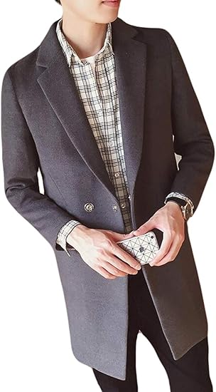 Amazon Piite メンズ トレンチコート 秋冬 ロング丈 ブルゾン チェスターコート 体型カバー スリム ジャンパー オーバーコート 無地 シンプル 防寒着 アウター 中綿コート オシャレ コート ジャケット 通販