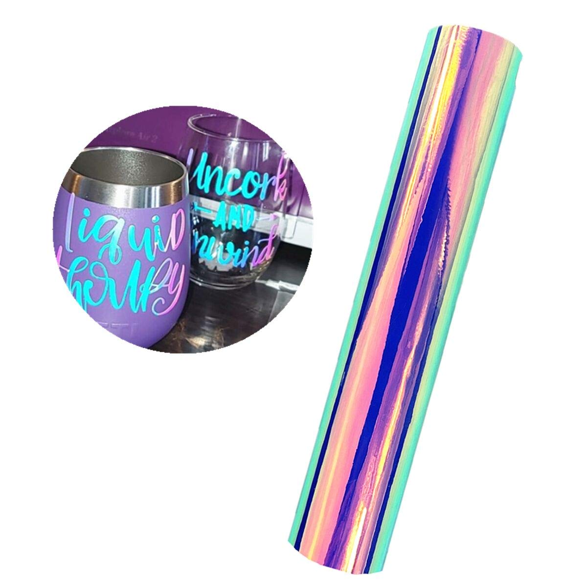 MESOAR Holographic Rose Gold Silver Chrome Vinyl Adhesive Permanent Sheet Gloss Metallic Craft Vinyl for Silhouette Tumblers Cameo Craft Cutter Cricut,12inch by 60inch (Opal)