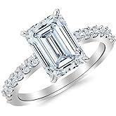 Houston Diamond District 1.5 to 5.5 Carat Classic LAB GROWN Diamond Prong Set Emerald Cut Engagement Ring (D-E Color VS1-VS2 Clarity)