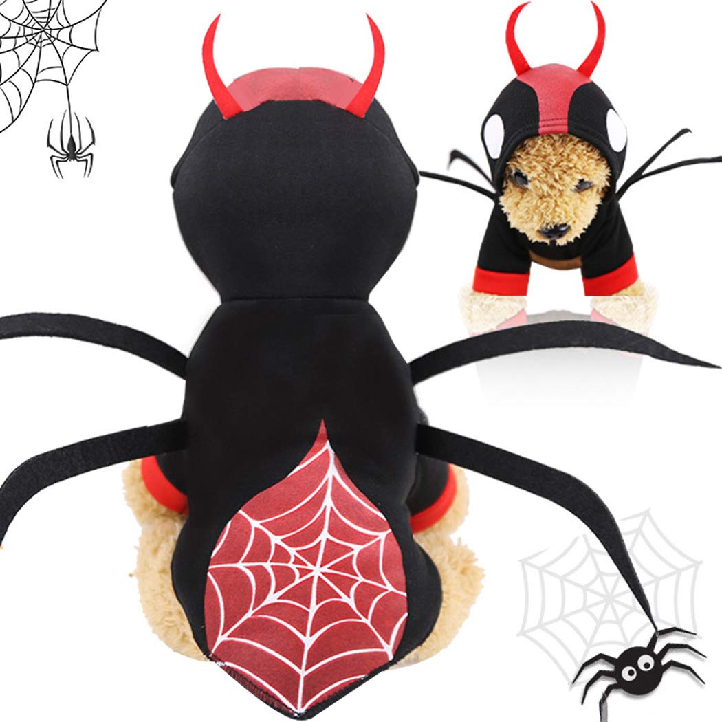 Sipliv Pet Hoodie Pet Dog Cat Autumn Winter Weather Coat Soft Fleece Hoodie Clothes for Puppy Halloween Christmas Holiday Party Clothes - Spider, S