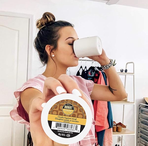 AUTHENTIC DONUT SHOP BLEND DECAF VANILLA HAZELNUT SINGLE SERVE CUPS FOR KEURIG K CUP BREWERS, 24 COUNT