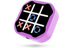 MASSRT 3-in-1 Electronic Tic Tac Toe Game, Handheld Travel Toy with Silent Mode, Fun for Kids and Adults, Purple
