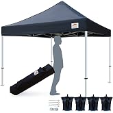 Tistent 10'x10' Pop Up Canopy Tent Commercial Instant Shelter with Heavy Duty Carrying Bag, 4 Canopy Sand Bags Black