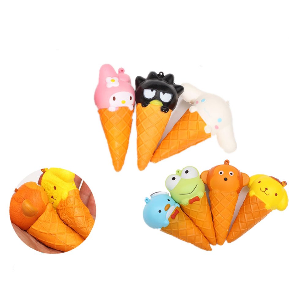 Slow Squishies Rising Ice Cream,ASDOMO 10CM Slow Rebound PU Simulation Mini Cartoon Ice Cream Cone Random 1PCS