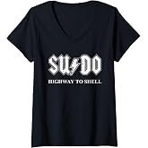 Women's Sudo Highway to Shell Linux Programmer V-Neck T-Shirt