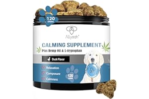 ALLYEAH Dogs Calming Chews, Dog Treats Anti Anxiety Relief Dog Chill Pill Bites, Hemp Calm Care, Fireworks Travel Sleep Aggression Separation Pain Ease, Dog Anxiety Grooming Pets Supplements Relaxer Calm Aid