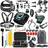 SmilePowo 48-in-1 Accessories Kit for GoPro Hero 8 Max 7 6 5 4 3 3+ 2 1 Black GoPro 2018 Session Fusion Silver White Insta360 DJI AKASO APEMAN YI Campark SJCAM XIAOMI Sony Sports DV Action Camera