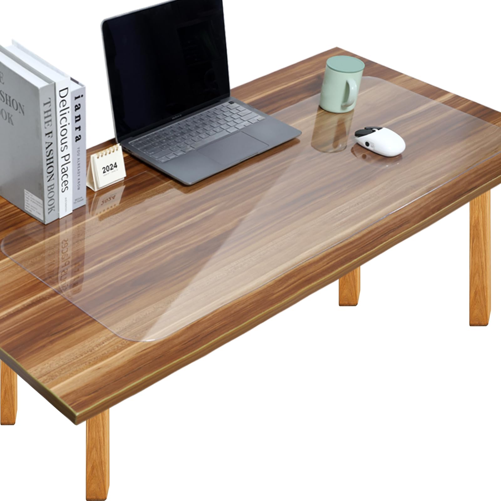 YUNSHANGHE Clear Desk Mat 80 x 40 cm Non-Slip Clear Desk Pad Protector with Round Edge Waterproof Desk Table Cover Mat for Office Home and School