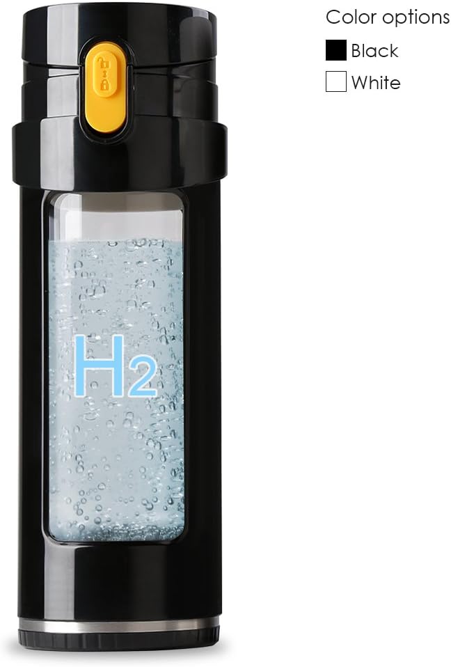 GOSOIT Hydrogen Alkaline Water Bottle,Water Ionizer Hydrogen Water Generator Maker Machine Portable Travel Tea Bottle with French Press,Non-electrolytic, Anti-Scald, Black