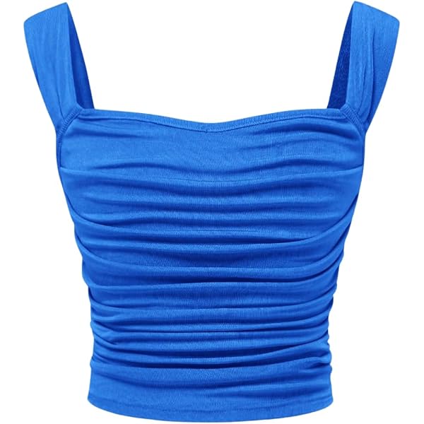 SOLY HUX Women's Ribbed Crop Tank Top - Sleeveless Ruched Knit Going Out Top - Soft Stretch Casual & Party Wear - View #3