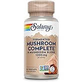 SOLARAY Fermented Mushroom Complete - Organic Chaga, Reishi, Shiitake, Cordyceps, Turkey Tail Mushroom and Lions Mane Supplement Capsules - 8 Mushroom Supplement - Non-GMO, 30 Servings, 60 VegCaps