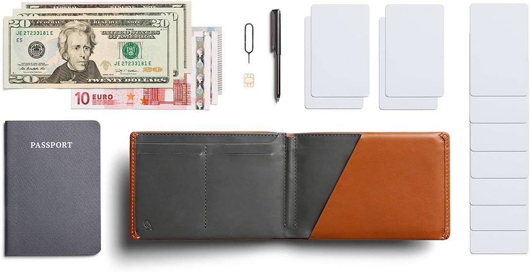  | Bellroy Travel Wallet (Slim Leather Passport Wallet, RFID Blocking, Organizes Travel Documents, Cash & Tickets, Holds 4-10 Cards, Includes Micro Pen) - Caramel - RFID | Passport Wallets
