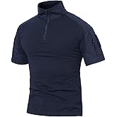 MAGCOMSEN Men's Tactical Military Shirts 1/4 Zip Short Sleeve Slim Fit Camo Shirt