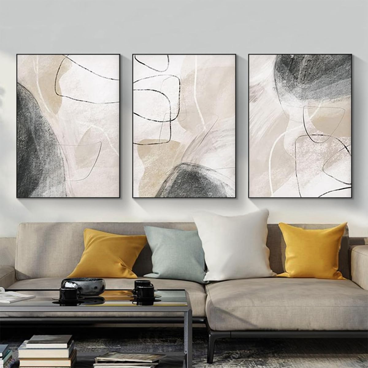 DLKAJFK Abstract Art, Geometric Wall Decoration, Modern Minimalist Canvas Poster Wall Art - No Frame (3 Pieces, 40 x 60 cm)