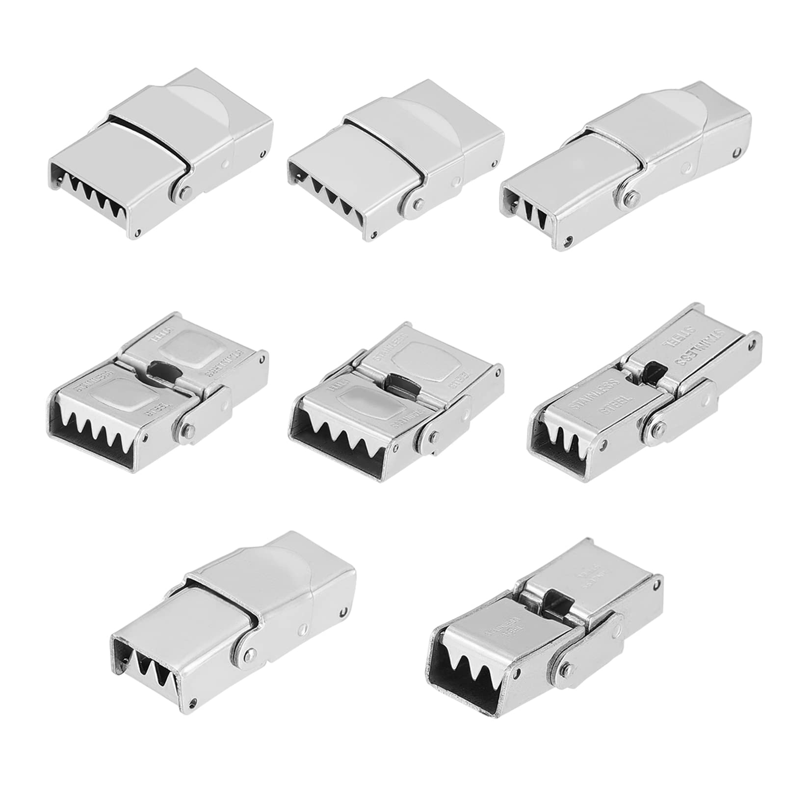 UNICRAFTALE 8 Sets 4 Sizes Stainless Steel Watch Band Clasps 304 Stainless Steel Watch Strap Clasps Rectangle Buckle Clasps