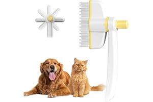 Aerbee Cat Brush with Release Button, Rotate Flea Comb for Indoor Cats Shedding, Cat Brush for Long or Short Haired Cats, Cat