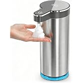 Automatic Foaming Soap Dispenser(IPX5 Waterproof, 12oz/350ml | Touchless Rechargeable Soap Dispenser for Kitchen &amp; Bathroom, Stainless Steel, 4 Adjustable Foam Levels, USB-C