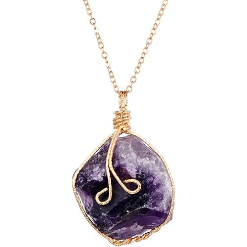 Hmlai Clearance! Women Rainbow Stone Irregular Natural Crystal Chakra Rock Necklace Quartz Pendant Mother's Day Jewelry Gift