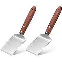 2 Pieces Small Brownie Cookie Spatula Metal Stainless Steel Spatula with Wooden Handle Heavy Duty Spatula for Kitchen Cooking