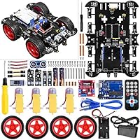 UNIROI Smart Robot Car Kit for Arduino, 4WD Remote Control Car with Obstacle Avoidance Infrared Tracking Line Following (No Welding Required) UA060