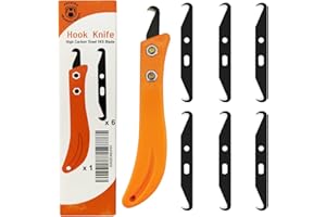 Headley Tools Hook Blade Utility Knife, Golf Grip Removal Tool Hook Knife with Blades for Regripping Golf Clubs, Golf Club Grip Hook Blade Knife Orange (7pcs Hook Blades, 1pcs Hook Knife Handle)