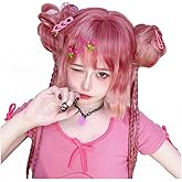 osseoca gradient Straight Short Hair Long Braid Synthetic Hair Lifelike Daily Sweet Lolita Japanese Hot Princess Cosplay Party Natural Female Wigs with Bangs