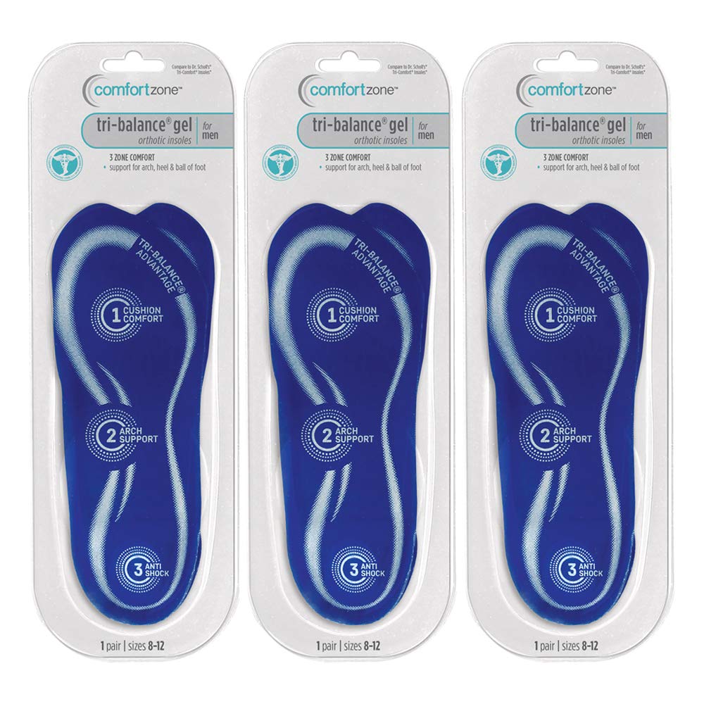 Comfort Zone TriBalance Insoles Women's, 610, 3 Count